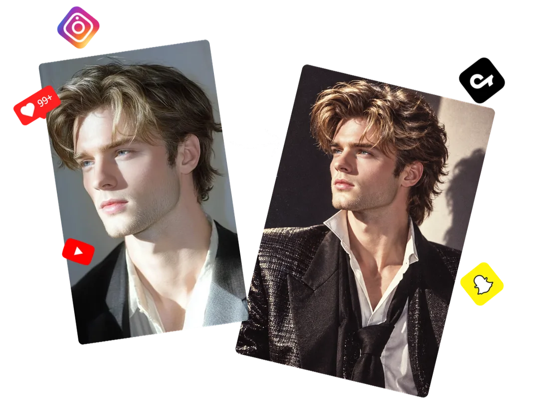 Een modern mannenportret omgezet naar een retrolook met leren jas voor sociale media