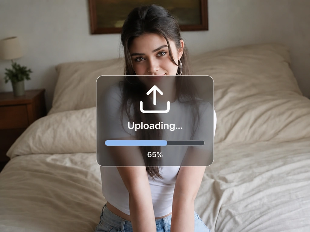 Caricamento di una foto ritratto per un test dell'età AI con avanzamento al 65 percento