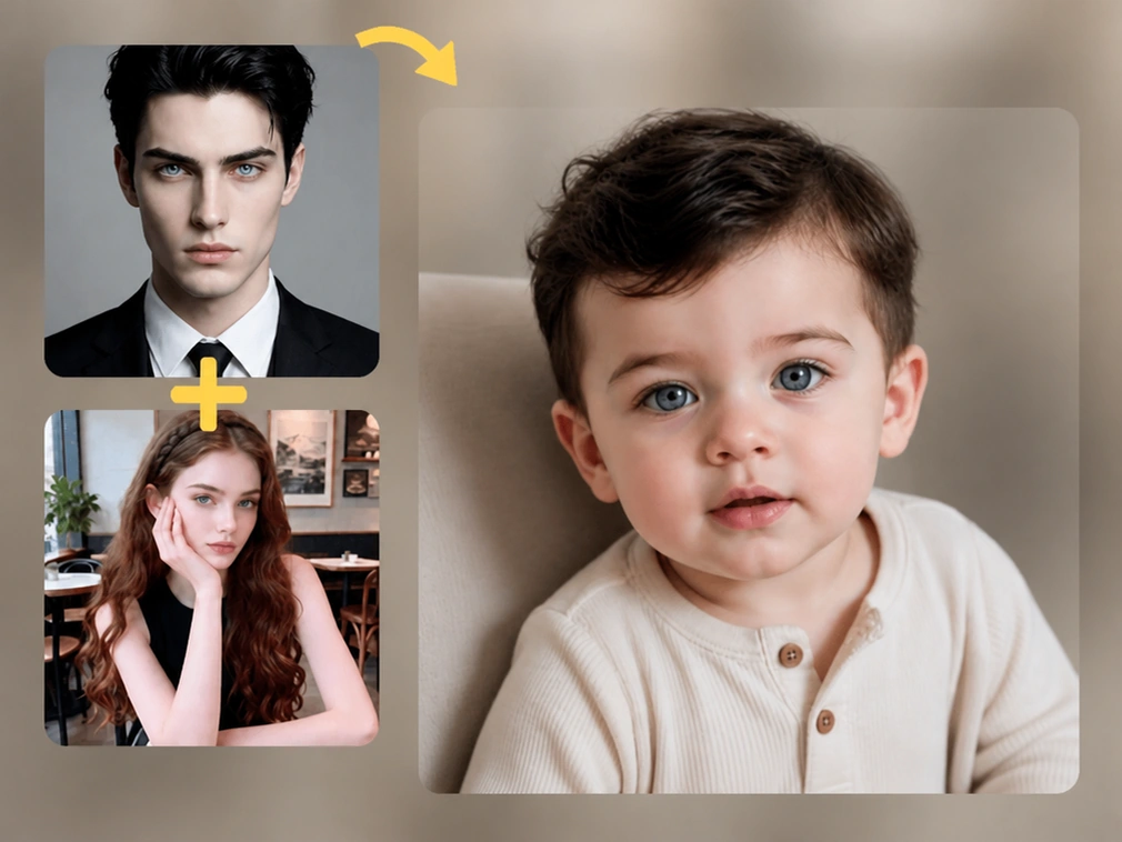 利用者と好きな有名人の写真から黒髪の男の子を生成