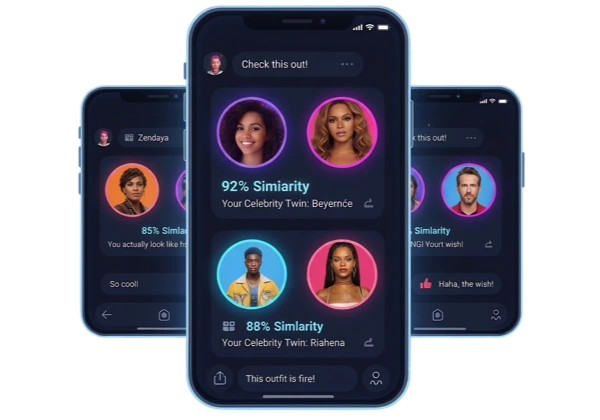 재미를 위해 연예인 닮은꼴 결과를 친구들과 공유하기