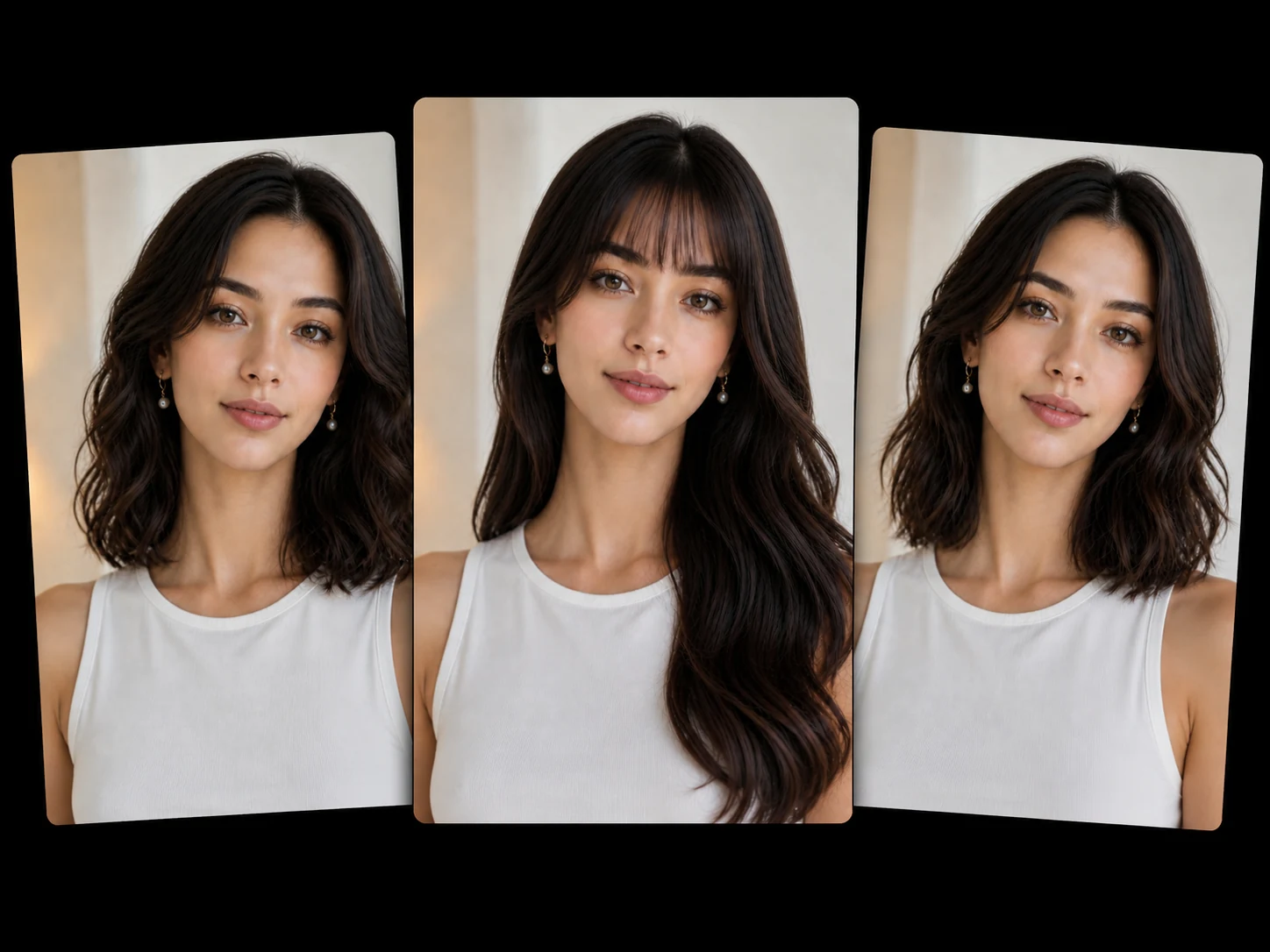 Idee di acconciature per donne con viso allungato: ricci, frangia piena e lob mosso