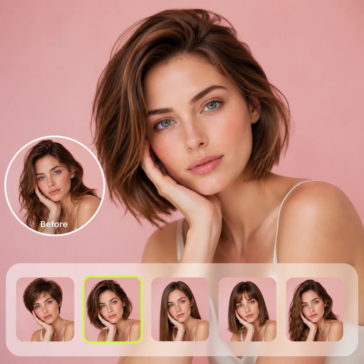 Workflow des AI Hairstyle Changer mit Upload, Stilwahl und Ergebnis