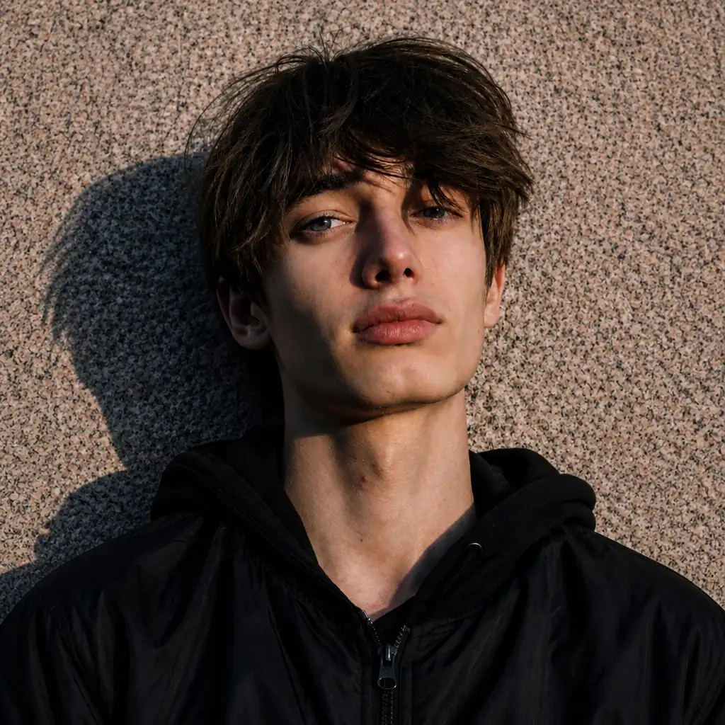 Outdoor-Porträt, bevor KI einen gepflegten sportlichen Headshot erzeugt