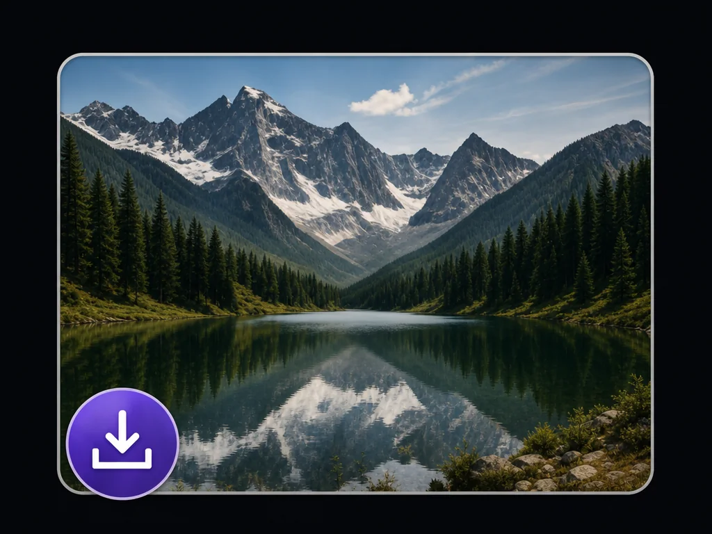 Resultado terminado de lago de montaña listo para descargar del Combinador de imágenes con IA