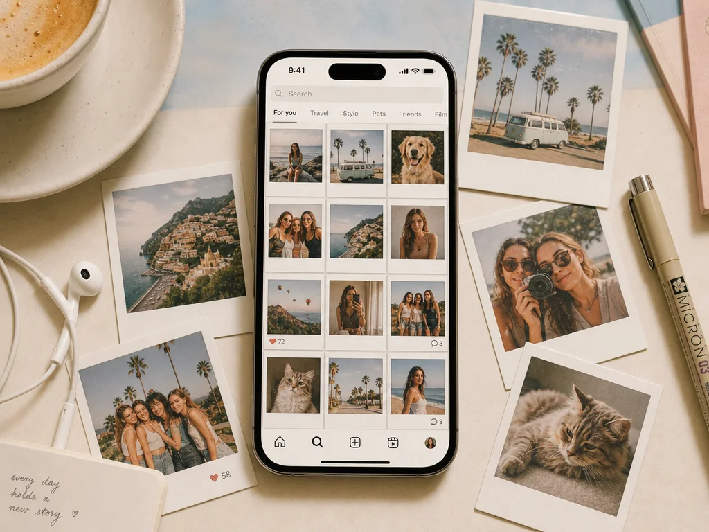 レトロなSNSポートレートを作成する AI ヴィンテージ写真ツールの例