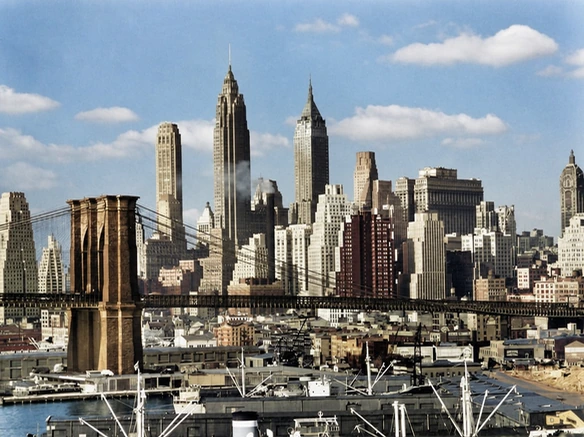Résultat du coloriseur montrant une ancienne vue de New York en couleurs réalistes