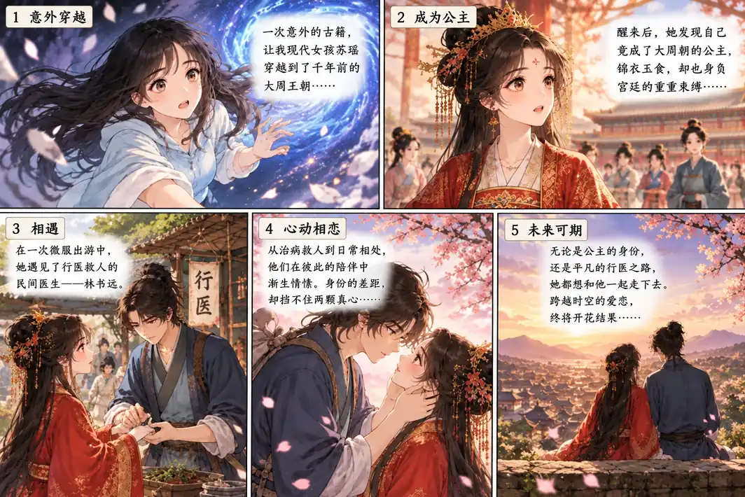 包含重复登场人物、对白和不同场景的插画分镜